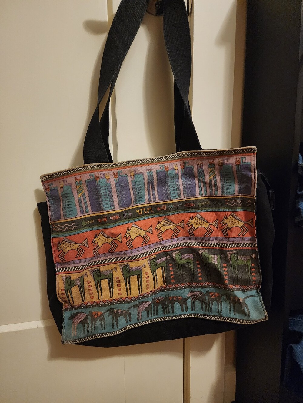 Laurel Burch Tote With Horses, Dogs And Cats